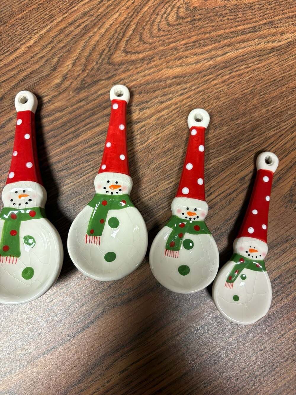 Snowman Holiday Ceramic Measuring Spoon Set